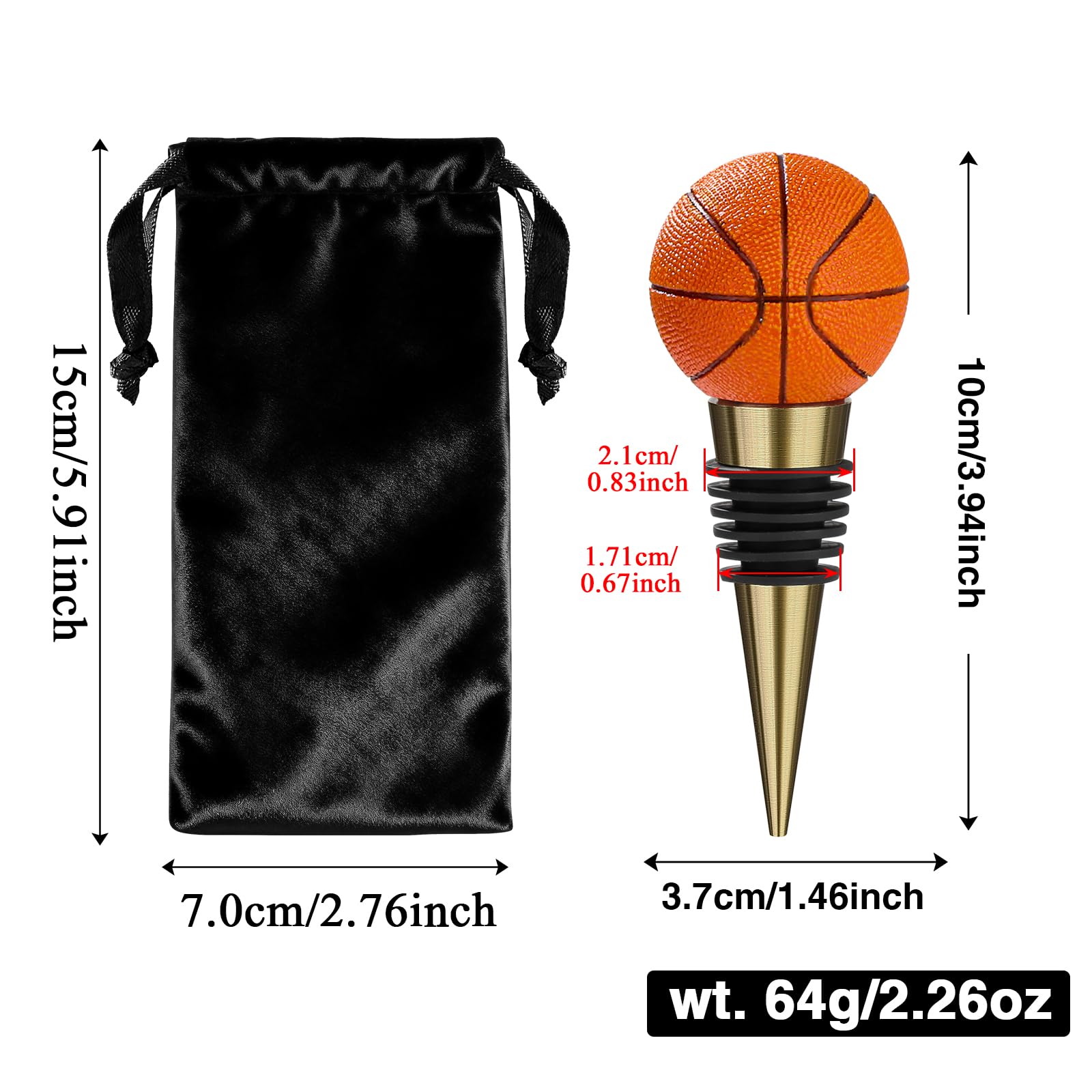 LULLEA Basketball-Weinverschluss, Lustige Basketball-Geschenke für Männer, Papa & Fans | Origineller Basketball-Champagner-Verschluss mit Geschenkbeutel, Perfekt für Geburtstag, Vatertag 5