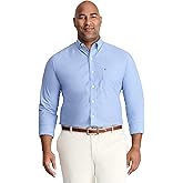 Izod Men's Big and Tall Performance Comfort Long Sleeve Gingham Button Down Shirt