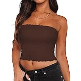 Womens Tube Top Summer Strapless Crop Tops Basic Tank Casual Sleeveless Shirt