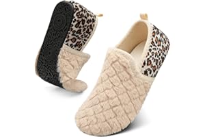 Spesoul Slippers for Women Men Furry Indoor House Shoes Soft Rubber Sole Sock Shoes Slip On Swollen Diabetic Shoes for Bedroom Home Office Travel Yoga