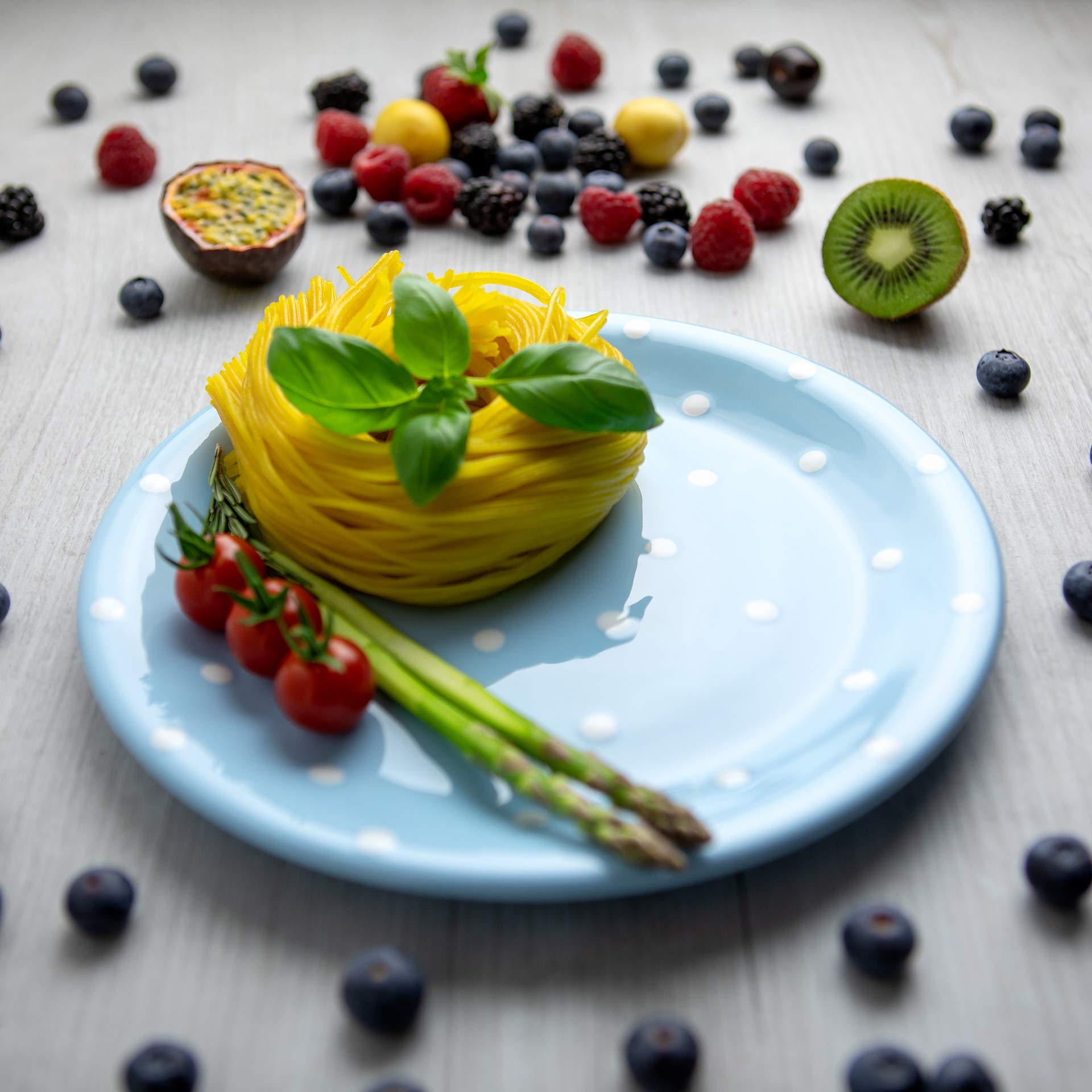 City to Cottage Light Sky Blue and White Pottery | Polka Dot Spotty | Handmade Hand Painted | Glazed Ceramic 10inch/25.5cm Flat Dinner Plate | Unique Dinnerware