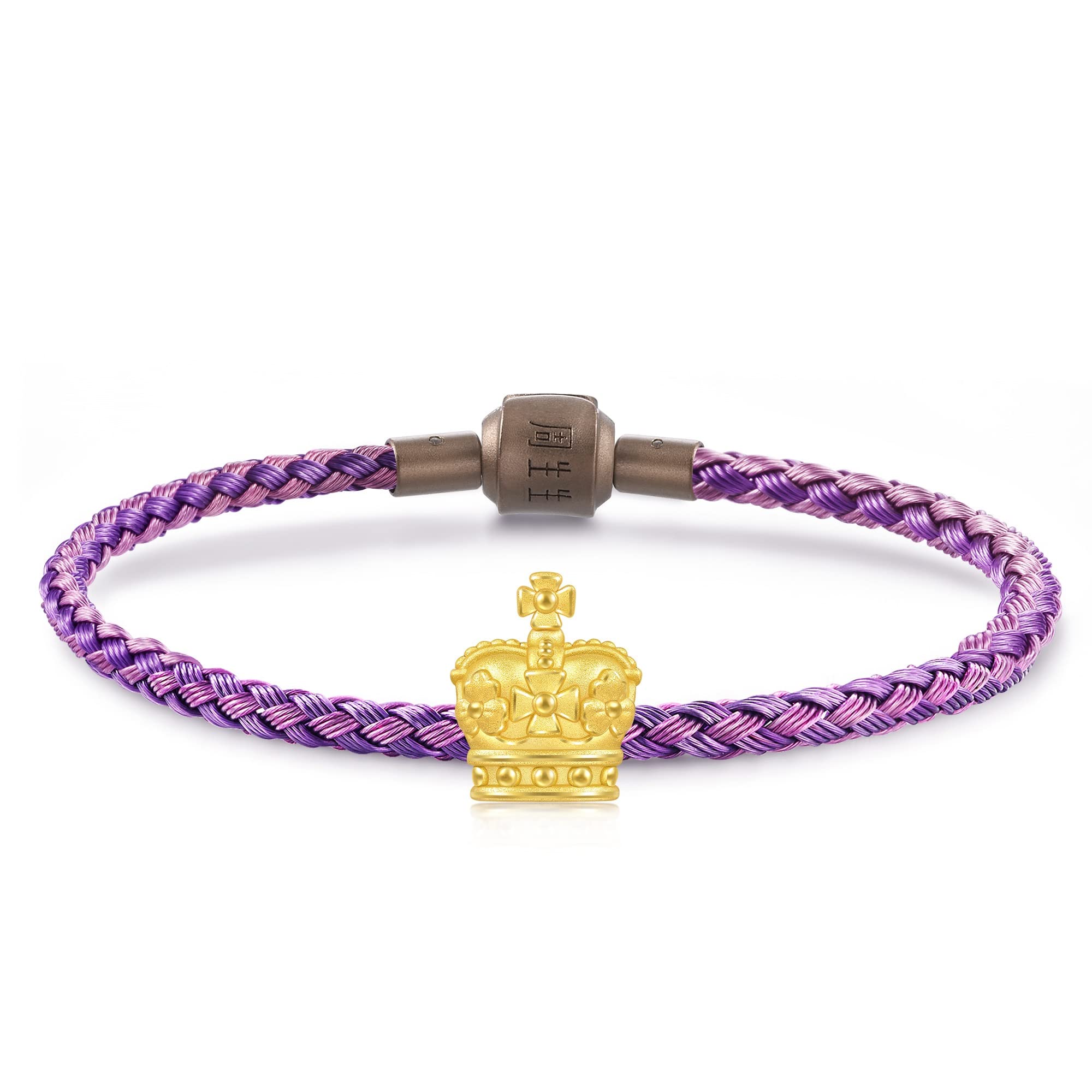CHOW SANG SANG 999 24K Gold V&A Mini Charm Oak Leaves Charme Mini Bracelet for Women 93017C (Gold, 19 CM)