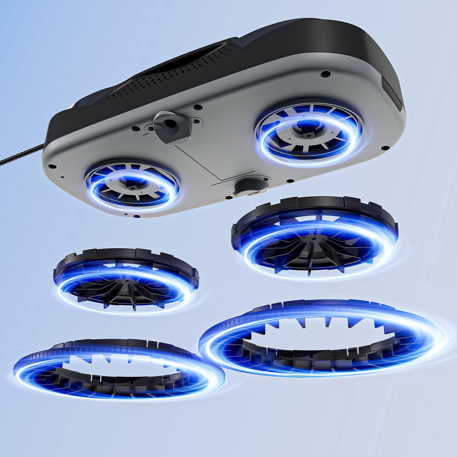 Tosima W5 Robot Limpiacristales, Limpiacristales Inteligente con Pulverización Automática de Doble Dirección con Triple Sistema de Seguridad, Navegación Inteligente, Control Remoto, para Todas Las Superficies Lisas, con 8 Trapos, Negro