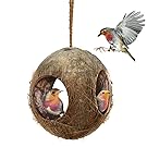 3-Hole Coco Bird Hut - Perfect for hiding millet and nesting material - Birdhouse makes for mini condo - Charming Natural Home Decor - Hang food dispenser in a tree in front yard or patio