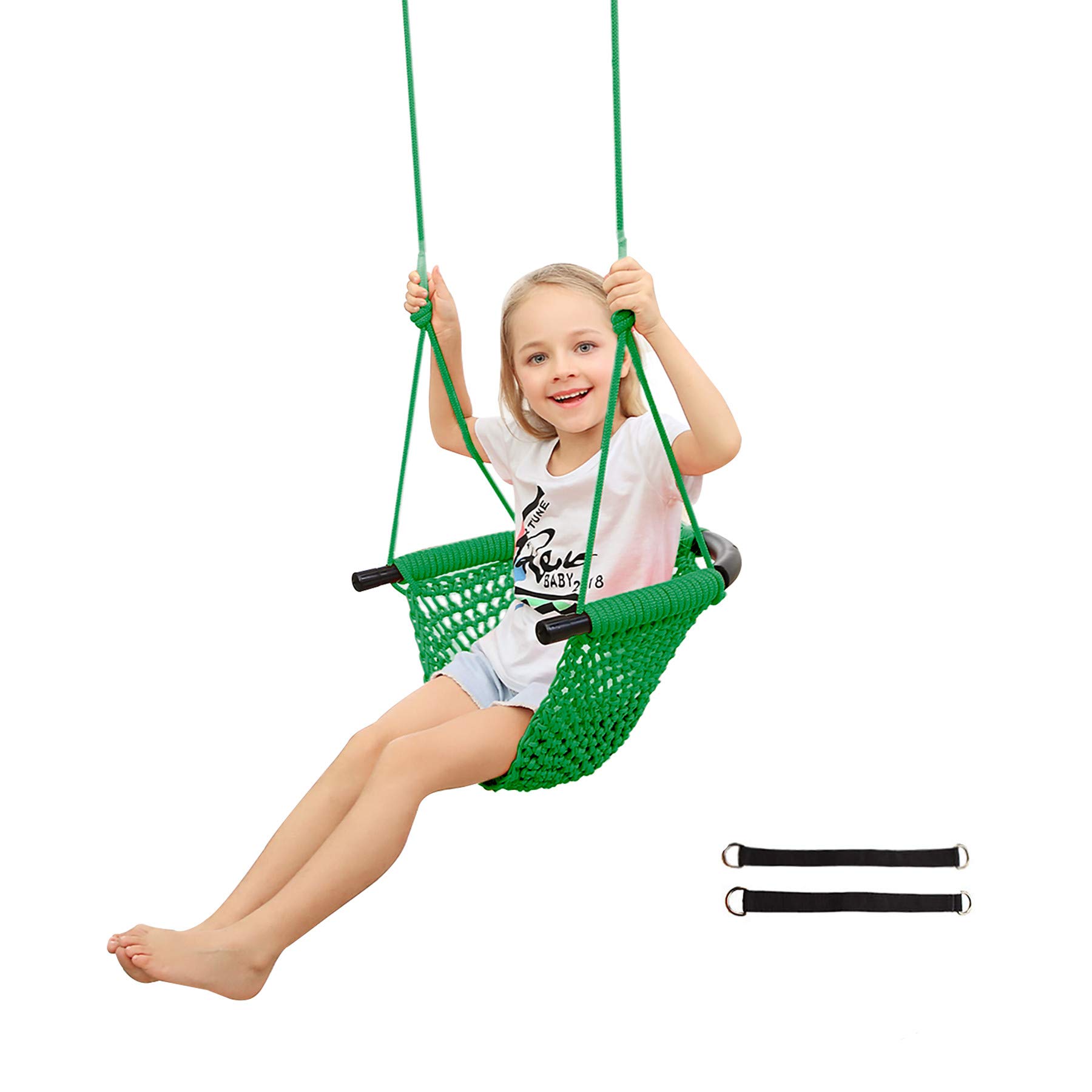 RedSwing Kids Swing, Tree Swing for Kids with Adjustable Ropes, Hand-Knitting Rope Swing Seat Great 