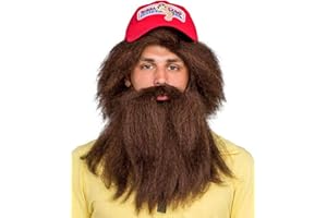 COSTUME AGENT The Running Man Halloween Costume Wig Beard and Hat Set Brown