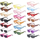 Pibupibu 8/20 Pack Colorful Small Rectangle Party Sunglasses Bulk, Vintage Narrow Square Y2K Glasses for Women Men