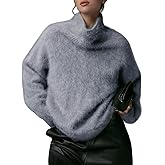 Women's Turtleneck Sweater Oversized Long Sleeve Fuzzy Knit Warm Sweaters 2026 Fall Pullover Tops