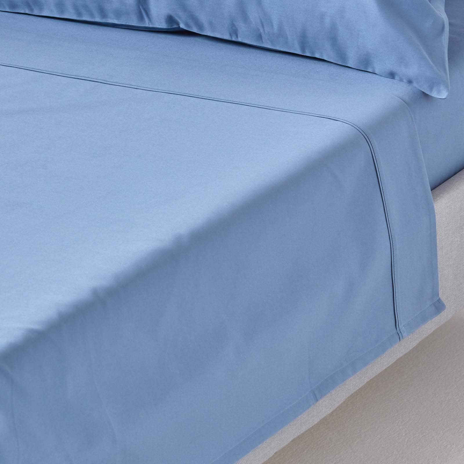 HOMESCAPES 1000 Thread Count Egyptian Cotton Blue Flat Sheet King Size Luxury Bed Sheet