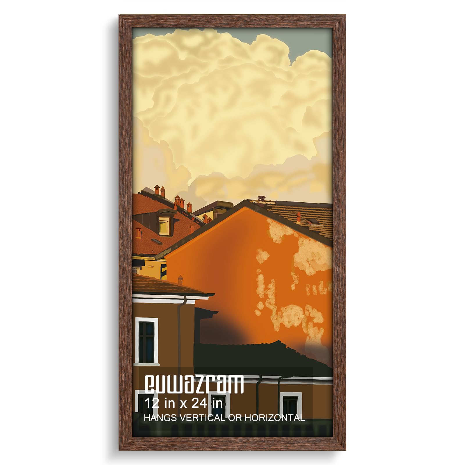 Photo 1 of **similar**euwazram Solid Wood 12x24 Frame - Single Frame, Rustic Walnut 12 x 24 Poster Frame for Artwork, Puzzles, Photos and Movie Posters Picture Frames