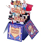 Yulijiji 3D Pop Up Card, A Gift For Dad Birthday, Father's Day Greeting Card with Super Daddy Design(Best Dad Ever), 3x7 inches, for Husband Stepfather with Envelope