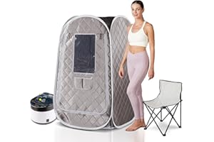 TaTalife Portable Sauna, Steam Sauna Full Body, Newly Upgraded Large Space Sauna, Quick-Folding Sauna Spa Tent, Includes 4L Steamer(31.49 x 31.49 x 55.11inch, Grey)…