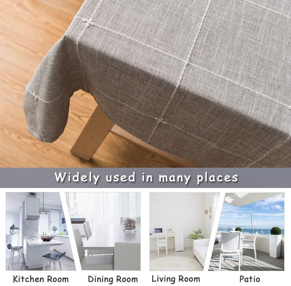ColorBird Solid Embroidery Lattice Tablecloth Cotton Linen Dust-Proof Checkered Table Cover for Kitchen Dinning Tabletop Decoration (Rectangle/Oblong, 52 x 86 Inch, Gray): Kitchen & Dining