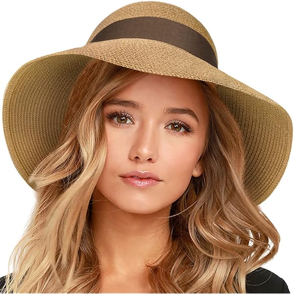 Women\'s Folding Vintage Outdoor Sun Hat UV Protection, brown FURTALK Fashion Beach Hats for Women Wide Brim UPF 50 Sun  main image 3