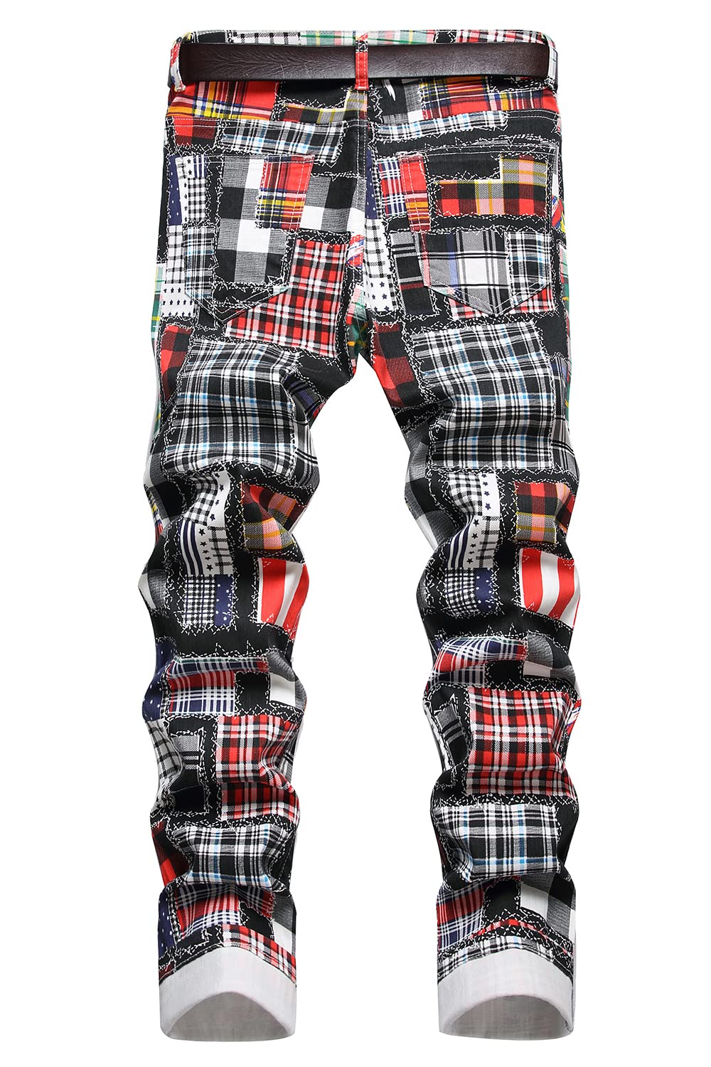 Baylvn Men's Casual Printed Slim Fit Jeans Skinny Denim Pants