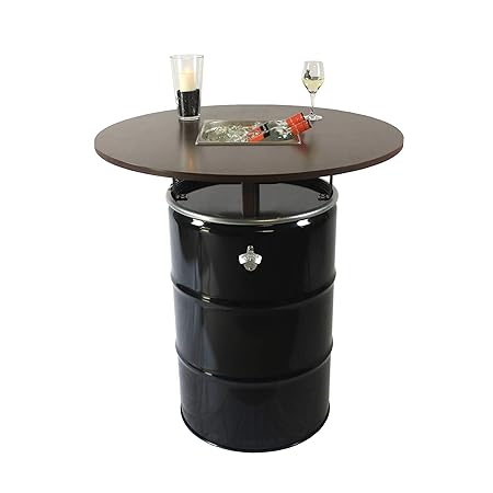 Rogge´s RelaxGrill Partytisch Tondo – Stehtisch mit integriertem Getränkekühler – Biertisch, Gartentisch, Ölfass-Tisch