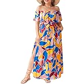 Plus Size Off The Shoulder Maxi Long Casual Beach Dress Pockets Women