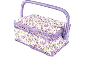 GAROSA Vintage Medium Sewing Baskets with Insert and Sewing Notions Sewing Box Organizer Women Sewing Kit Baskets Gifts for Quilting and