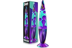 JAMBO 16" Beautiful Lamp- Teal with Purple Wax- Relaxing Liquid Light, Night Light Nightlight, Retro Home Decor Light, Living Room Office Bedroom Lamp for Adults Teens Kids, Magma Motion