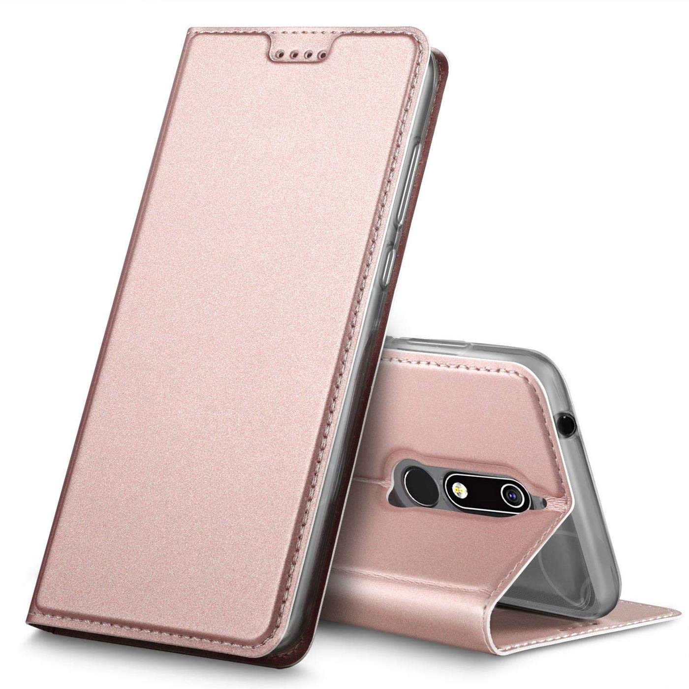 Verco Case compatible with Nokia 5.1, Flip Wallet Cover with Magnetic Closure for Nokia 5.1 Phone Case - rose gold