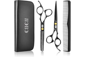 CIICII Hair Cutting Scissors Shears Kit, Professional Barber Haircut Scissors Set (6.7 Inch Hair Beard Hairdressing Trimming 