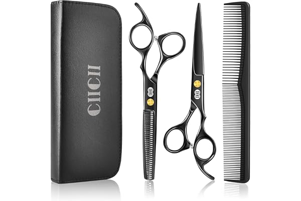 CIICII Hair Cutting Scissors Shears Kit, Professional Barber Haircut Scissors Set (6.7 Inch Hair Beard Hairdressing Trimming