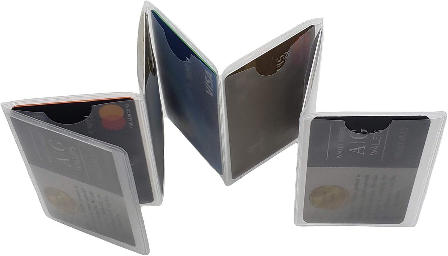 Set of 2 Clear Premium Quality Bifold Wallet Trifold Wallet and
