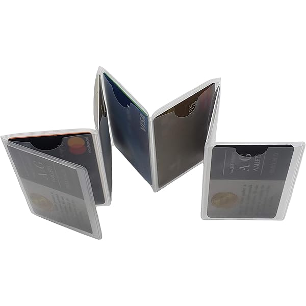 Set Of 2 Plastic Wallet Inserts - Vinyl Credit Card Sleeves For Trifold Wallets 3.94x4.8 Inches