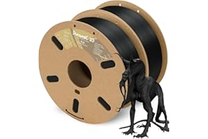 DURAMIC 3D PLA Filament 1.75mm Black 2 Pack, Jam-Free High Stifness 3D Printing Filament with Cardboard Spool, No-Tangling No-Clogging Dimensional Accuracy 99% +/- 0.03 mm