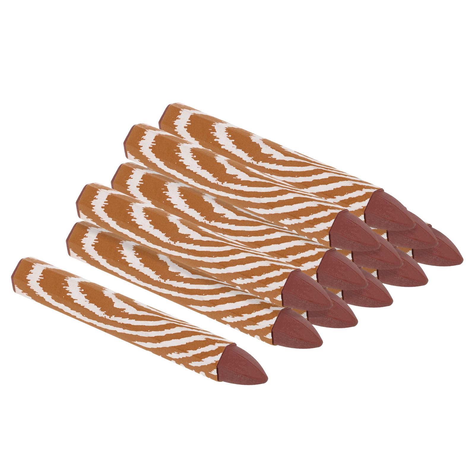 PATIKIL Lumber Marking Crayons, 12 Pack 4"x0.55" Hex Wax Tire Marker Drawing Crayons for Wood, Glass, Ceramics, Cartons, Cloth, Stone, Brown