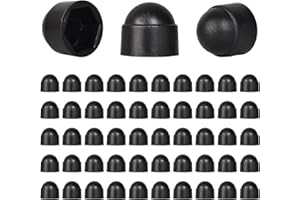 Dokpav 50 PCS Hexagonal Nut Protection Covers, M8 x 13 mm Black Dome Plastic Bolt Cap Cover, Anti-Rust Anti-Aging Screw Cap K