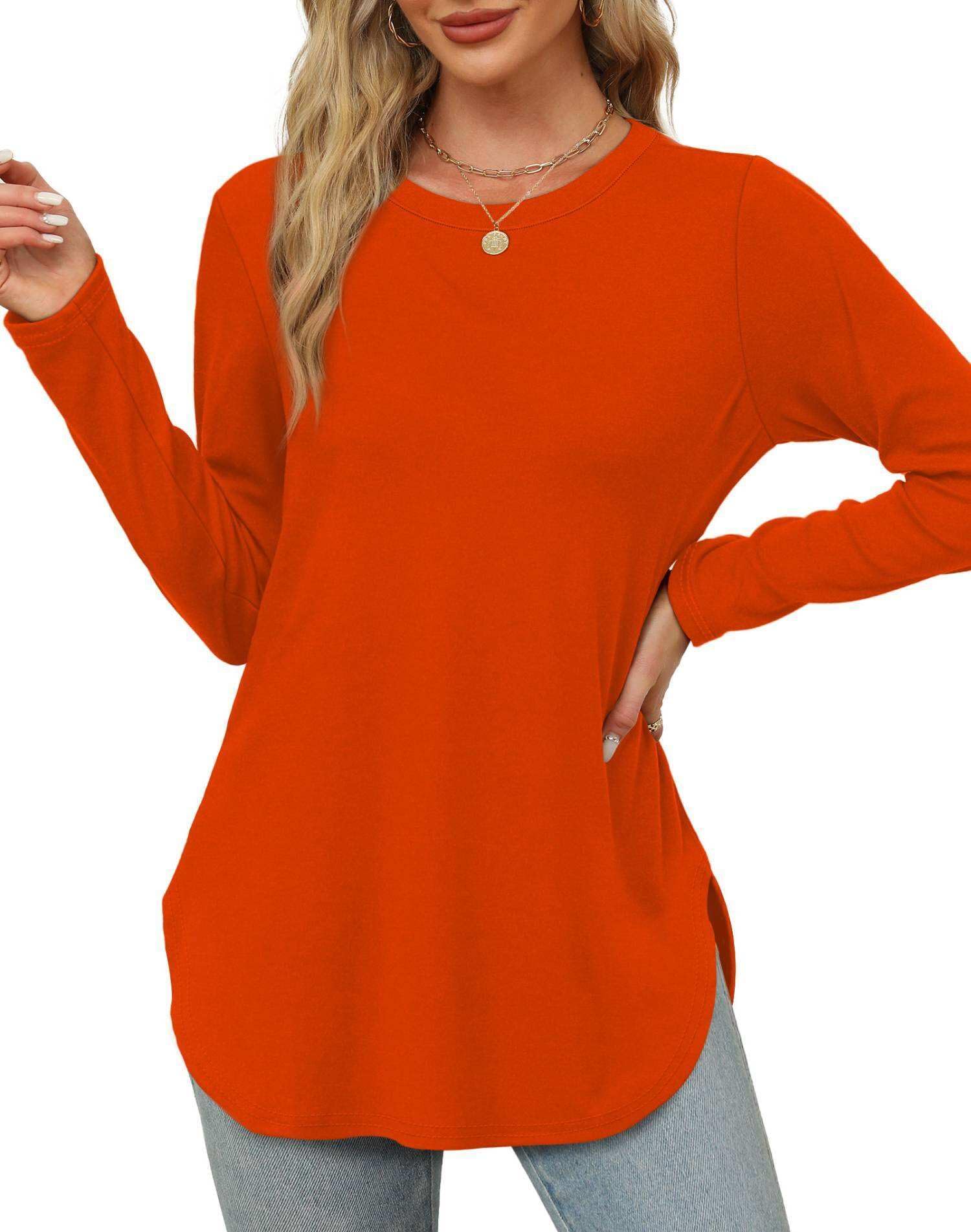 Photo 1 of ** DIFFERENT MODEL AND PRINT ** XIEERDUO Tunic Tops for Women Loose Fit Dressy Orange Long Sleeve Halloween Shirts Woman 2025 Fall Fashion S