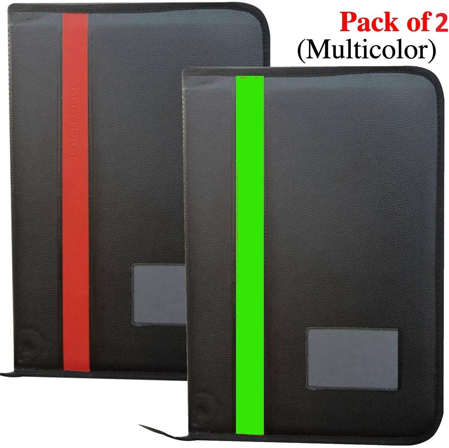 TaraXporters Faux Leather Portfolio File Folder Bag for Document/Certificate, 20 Leafs, FS Size(Bigger Than A4) Pack of 2