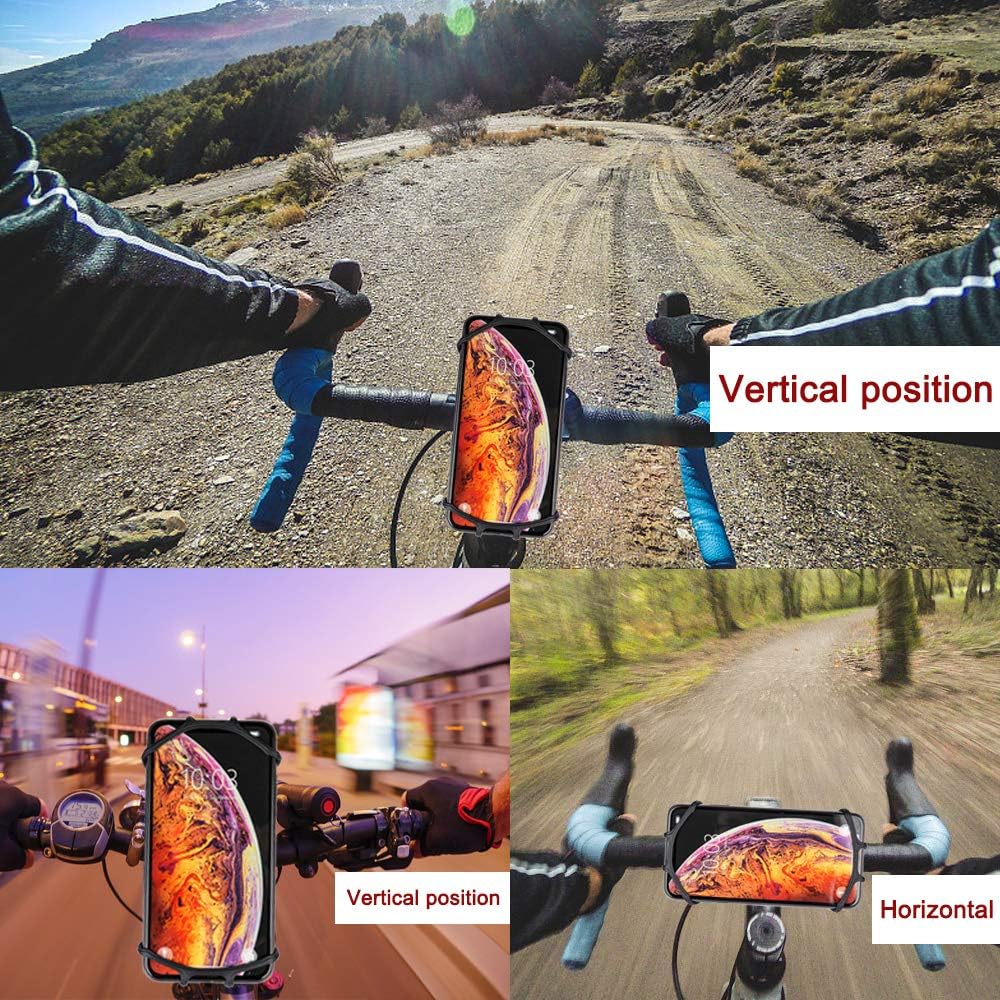 Bike Phone Mount, Universal Silicone Phone Stand 360°Rotatable Adjustable Motorcycle Phone Mount Bicycle GPS Units Holder for iPhone 11/Pro/XS/MAX/XR/X/7/8/Plus, Samsung S20/S10/S10e with Belt Lock