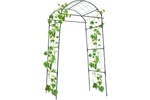 FOLLOOK Cucumber Trellis, 6.7ft Tall Garden Arch Trellis for Climbing Plants Outdoor Arbor Support Vine Vegetable Tomato Bean Pea Grape Squash Pumpkin Cucumber Trellis Raised Bed, Lightweight, Black
