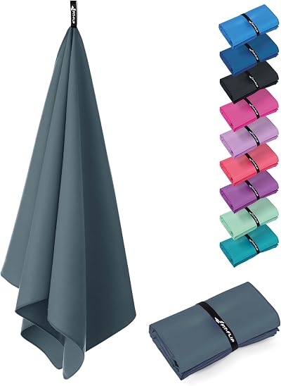 Fit-Flip Microfiber Swimming Towel 80x40cm Quick Dry Cool Grey