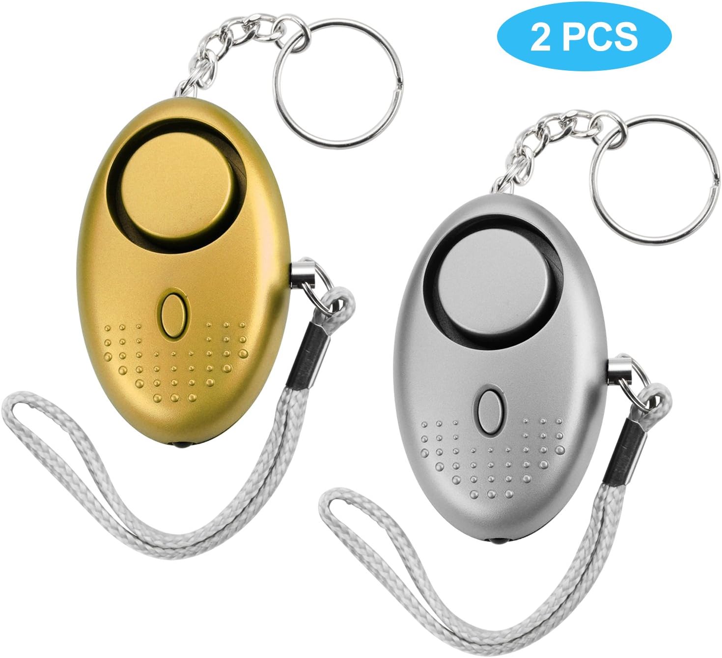 CENDT Personal Alarm, 140DB Self-Defense Electronic Device Security Alarm Emergency Keychain with LED Light for Men Women Kids Students (Silver&Gold)…