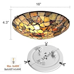 ARTZONE Stained Glass Flush Mount Ceiling Light 16