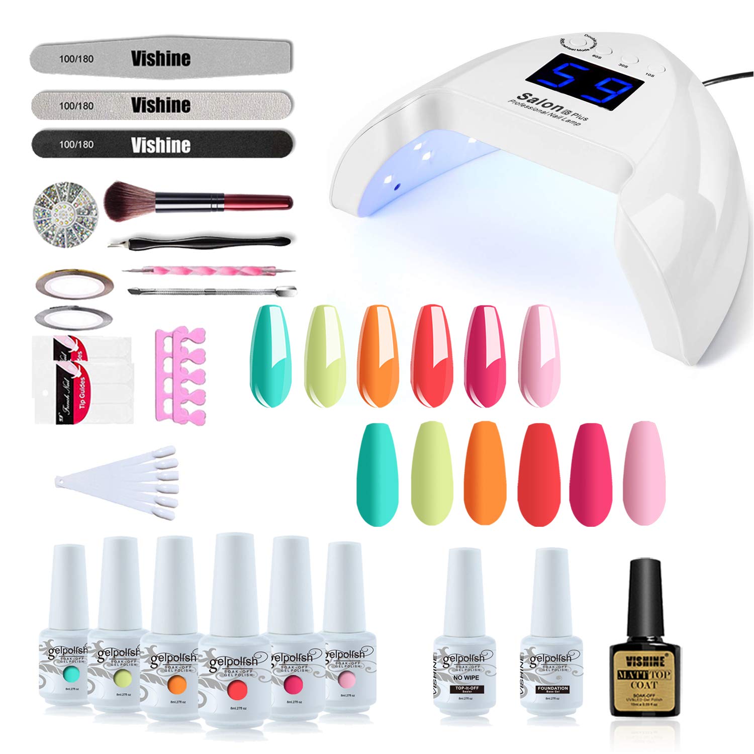 Vishine Gel Nail Polish Starter Kit with 54W UV LED Nail