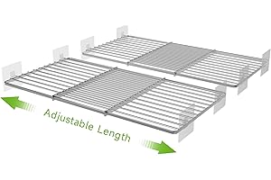 SOFRON Expandable Closet Shelves Organizers, Adjustable Shelf for Cabinet Rack Storage Wardrobe Divider Shelving for Closets Pantry Cupboard Kitchen Large 2 Pack