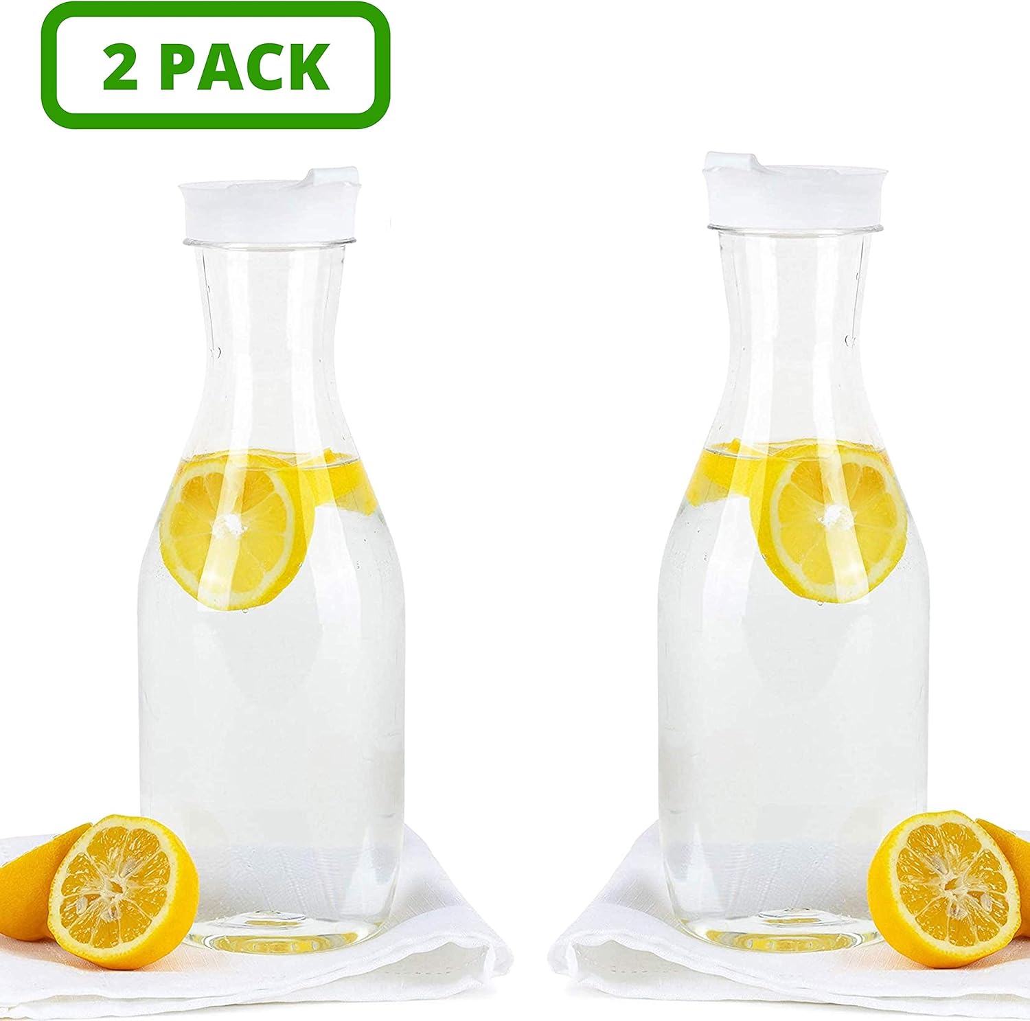  | Party Bargains Clear Plastic Pitcher [2 Pack] 50 Oz Premium Quality & Heavy Duty Water Containers | Excellent for Iced Tea, Powdered Juice, Cold Brew, Mimosa Bar, More: Carafes & Pitchers