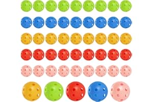 AQUEENLY 50pack Plastic Golf Balls for Practice, Colored Practice Golf Balls for Backyard Indoor Outdoor - Airflow Hollow Golf Practice Ball for Swing Practice, Indoor Simulators, Home Use (5 Colors)