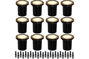 EAGLOD 5W Well Lights,12-24V LED In-Ground Low Voltage Landscape Lights with Connectors, IP67 Waterproof Landscape Lighting,3000K Pavers Lights Warm White for Yard, Garden, Patio (12 Pack)