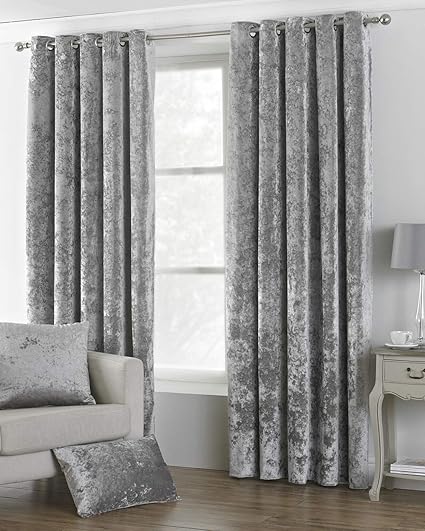 Riva Paoletti Verona Ringtop Eyelet Curtains Pair Silver