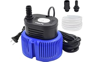 AgiiMan Pool Cover Pump Above Ground - Submersible Swimming Sump Inground Pump, Water Removal with 16' Drainage Hose and 25 Feet Power Cord, 850 GPH, 3 Adapters