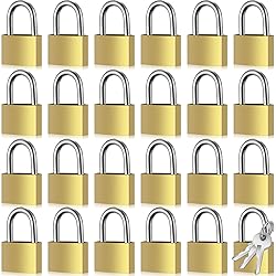 Yaocom 24 Pcs Solid Brass Keyed Padlock, Small