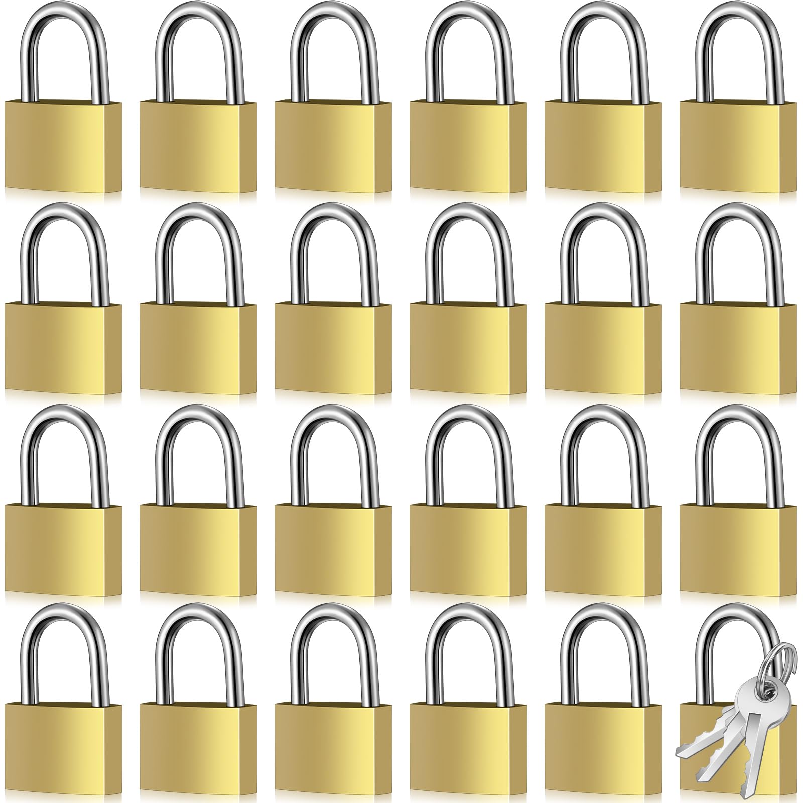 Yaocom 24 Pcs Solid Brass Keyed Padlock, Small