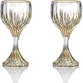 MAGCOLOR Hand Painted Gold Wine Glass Crystal Cup Set of 2,Wine Glass Tumbler-7.3 inch tall-Classic Durable Red/White Wine Glasses For Party.