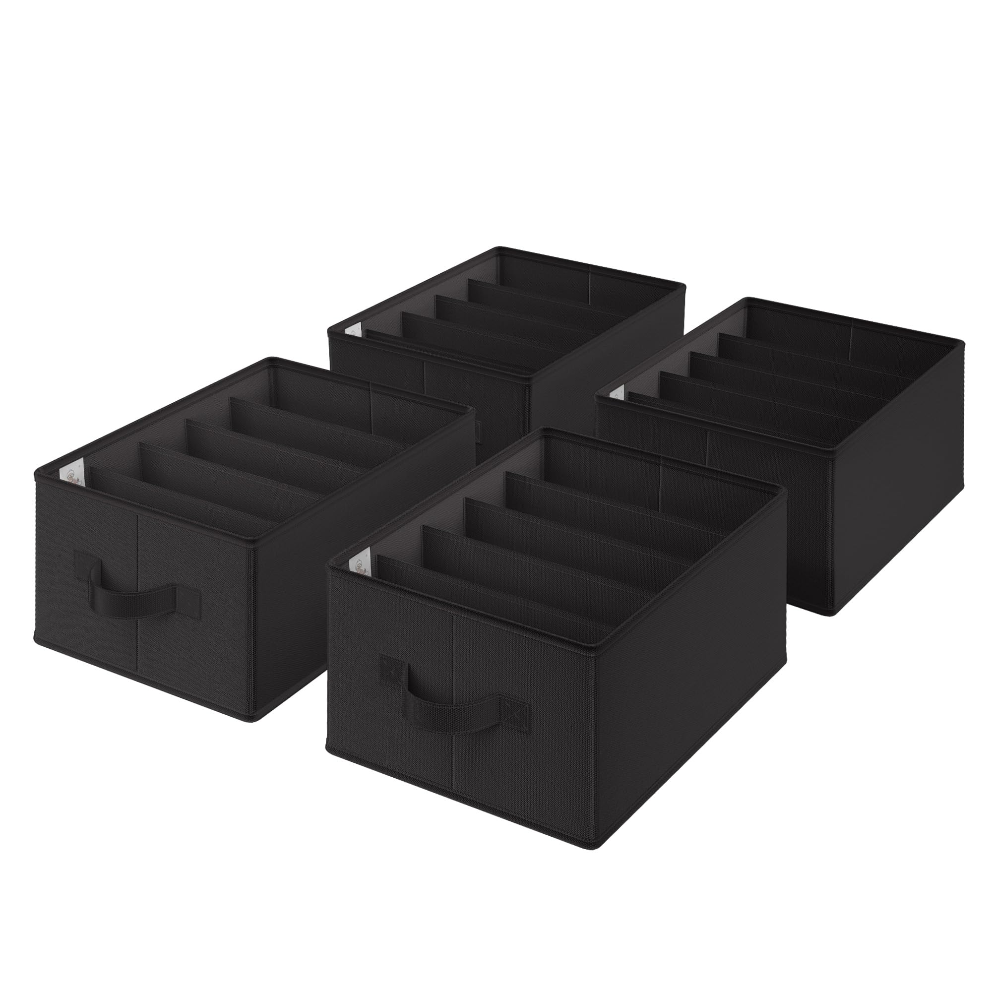 GRANNY SAYS Wardrobe Clothes Organisers, Pack of 4 Tshirt Jean Storage Organisers Clothes Storage Boxes for Drawers, Closet Organiser for Legging Underwear Clothing & Wardrobe, Black