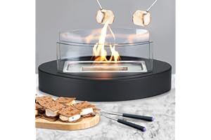 EAST FLAME Tabletop Fire Pit- Indoor & Outdoor Fire Pit with Adjustable Flame [Up to 3H Burn], Mini Portable Table Fireplace, Smores Maker - Smokeless Fire Pit, Gift for Father's Day, Parties, Patio & Home Decor
